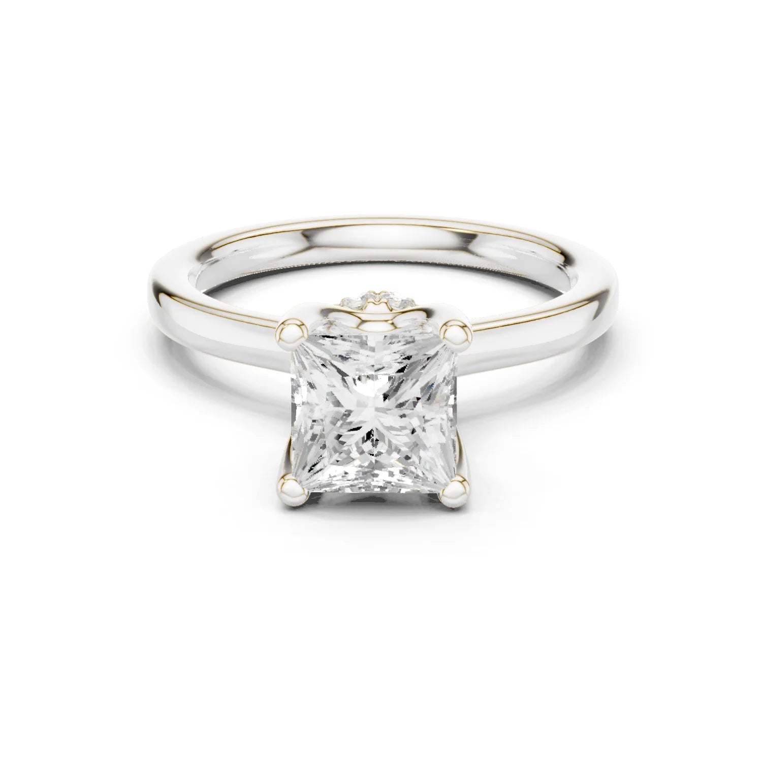 Princess Shape Diamond Hidden Halo Engagement Ring