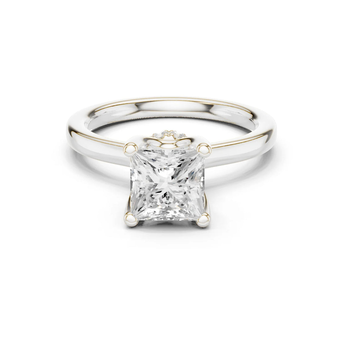 Princess Shape Diamond Hidden Halo Engagement Ring