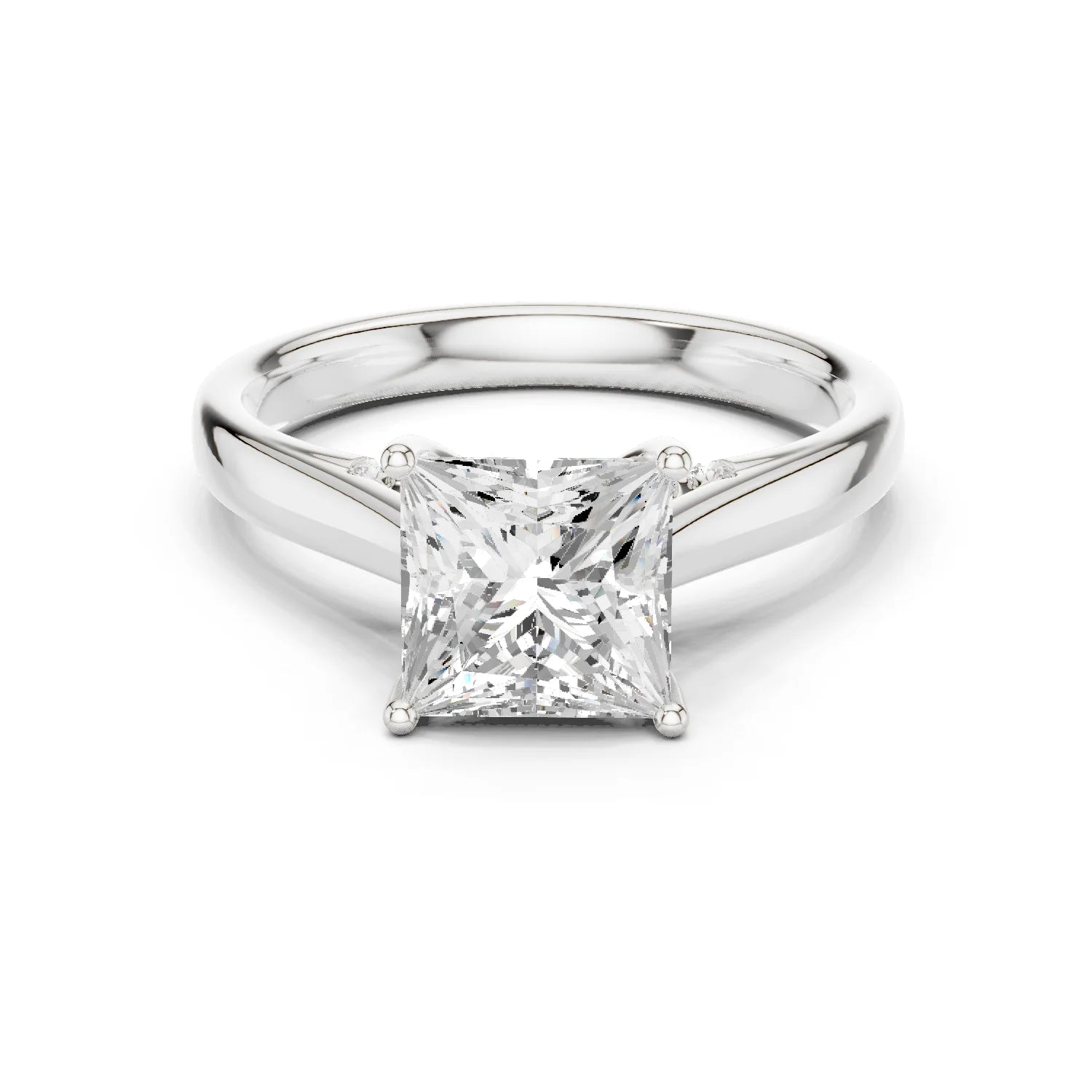 Princess Cut Diamond Cathedral Pave Engagement Ring
