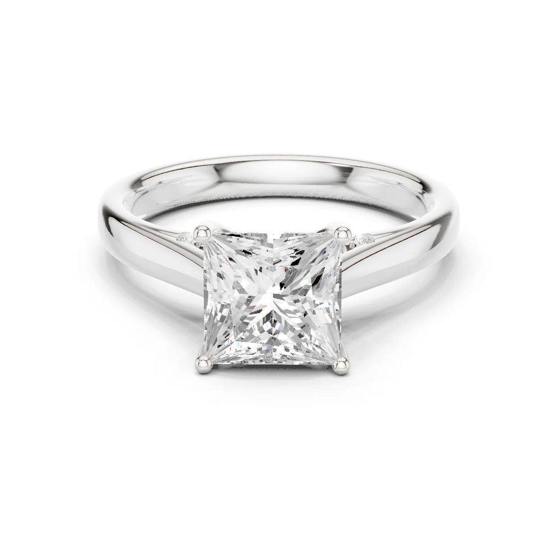 Princess Cut Diamond Cathedral Pave Engagement Ring