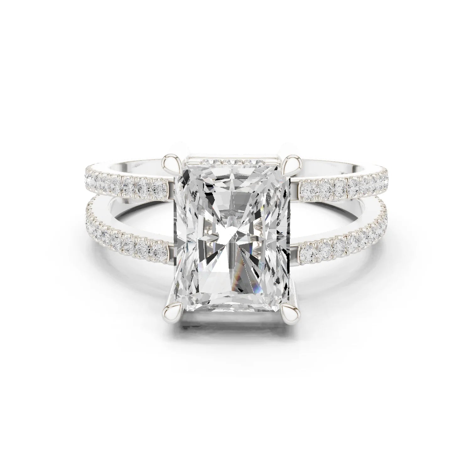 Radiant Cut Diamond Split Shank Engagement Ring