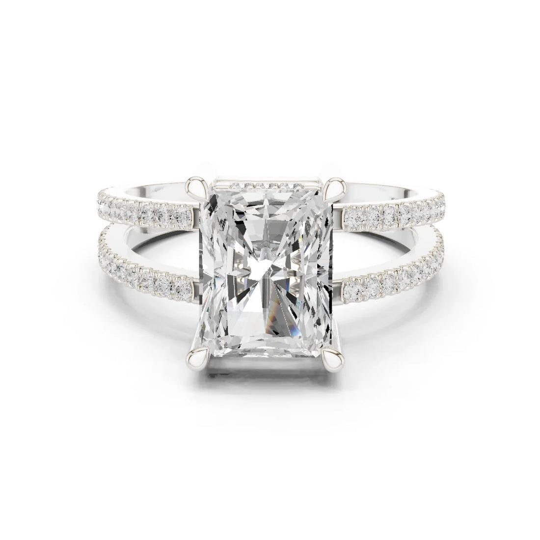 Radiant Cut Diamond Split Shank Engagement Ring