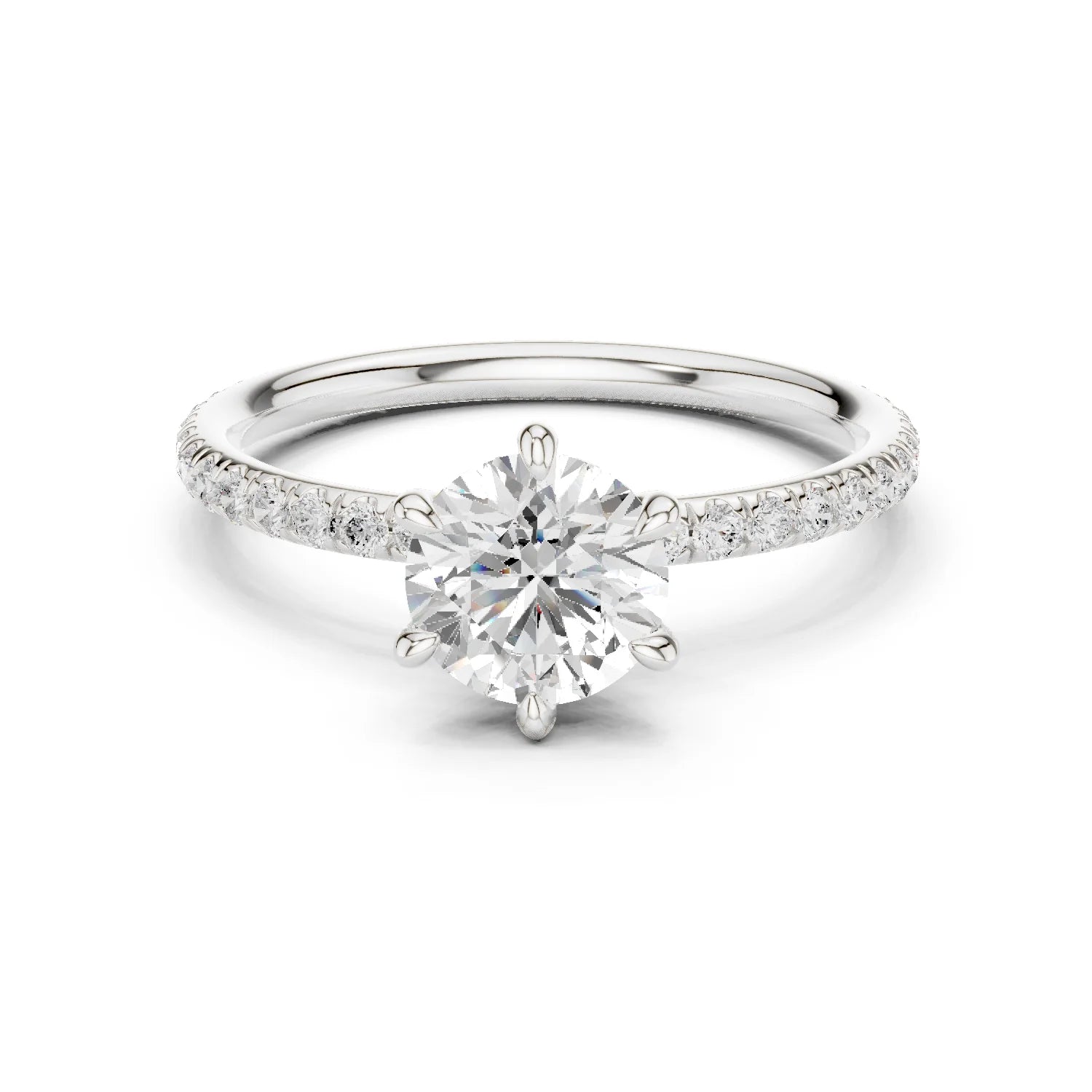Round Cut Diamond Pave Engagement Ring