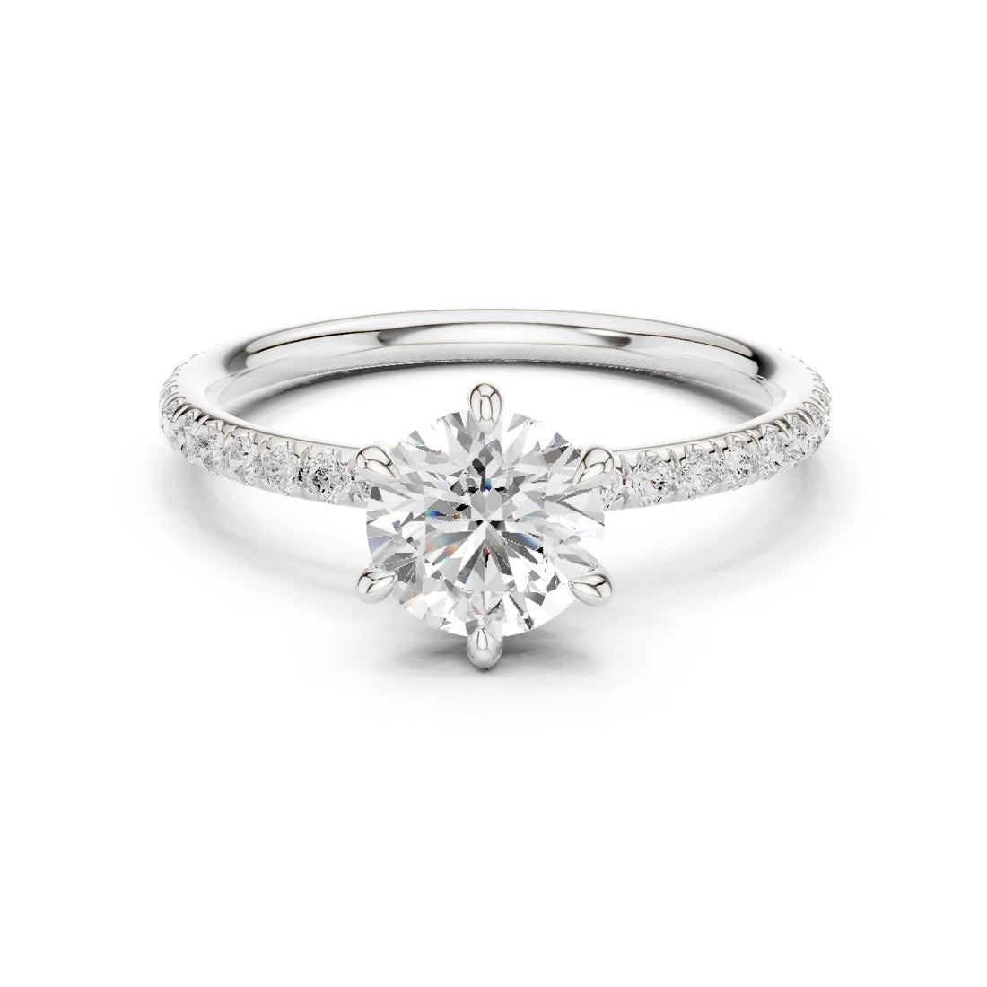 Round Cut Diamond Pave Engagement Ring