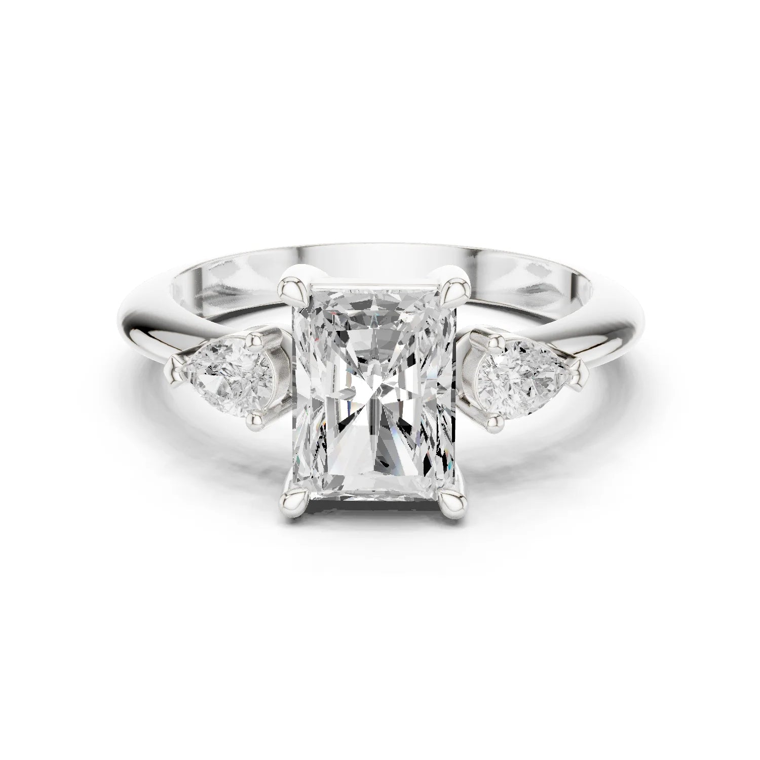 Radiant Diamond Solitaire Engagement Ring with Hidden Side Accent