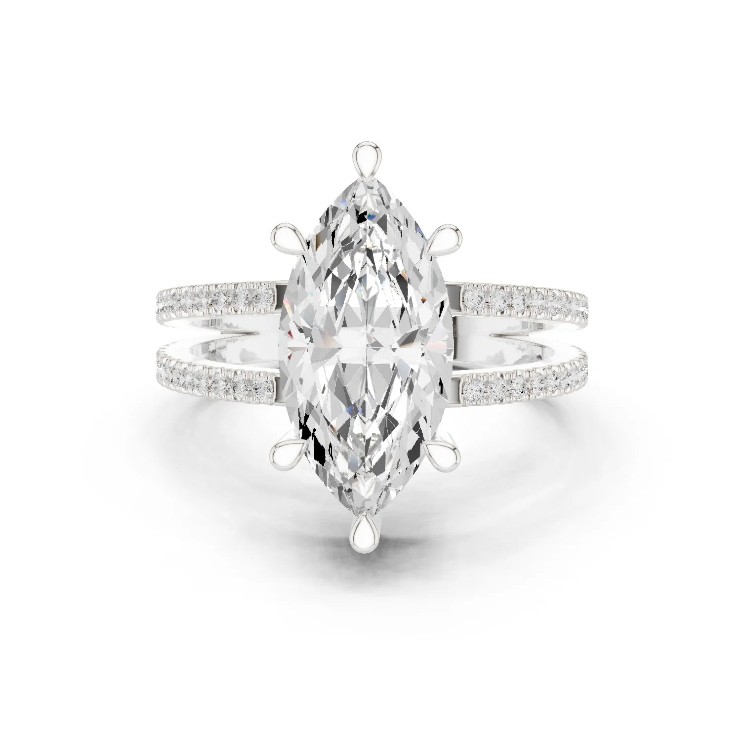 Marquise Cut Diamond Split Shank Engagement Ring