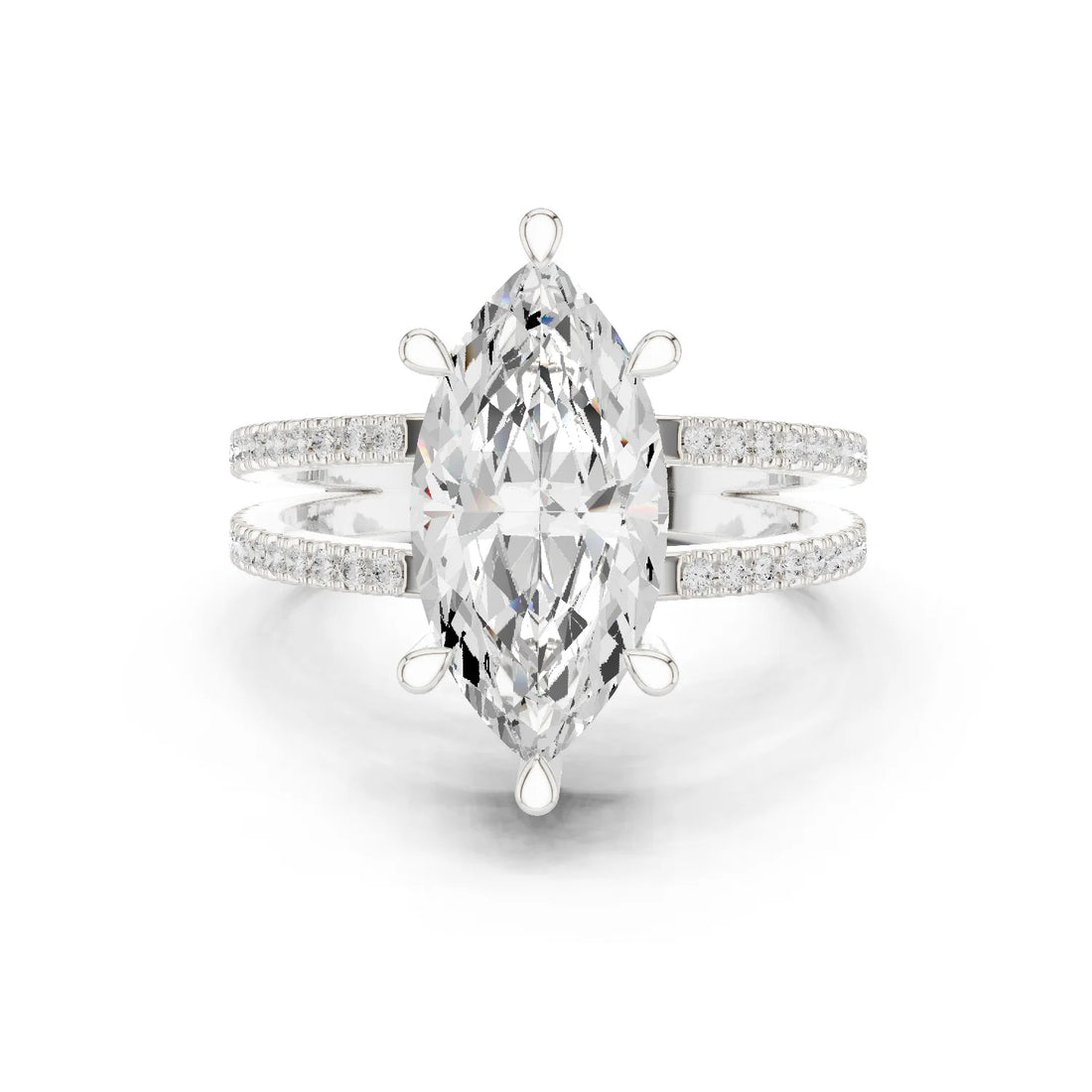 Marquise Cut Diamond Split Shank Engagement Ring