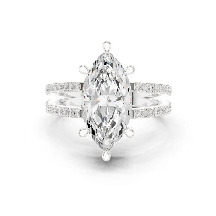 Marquise Cut Diamond Split Shank Engagement Ring