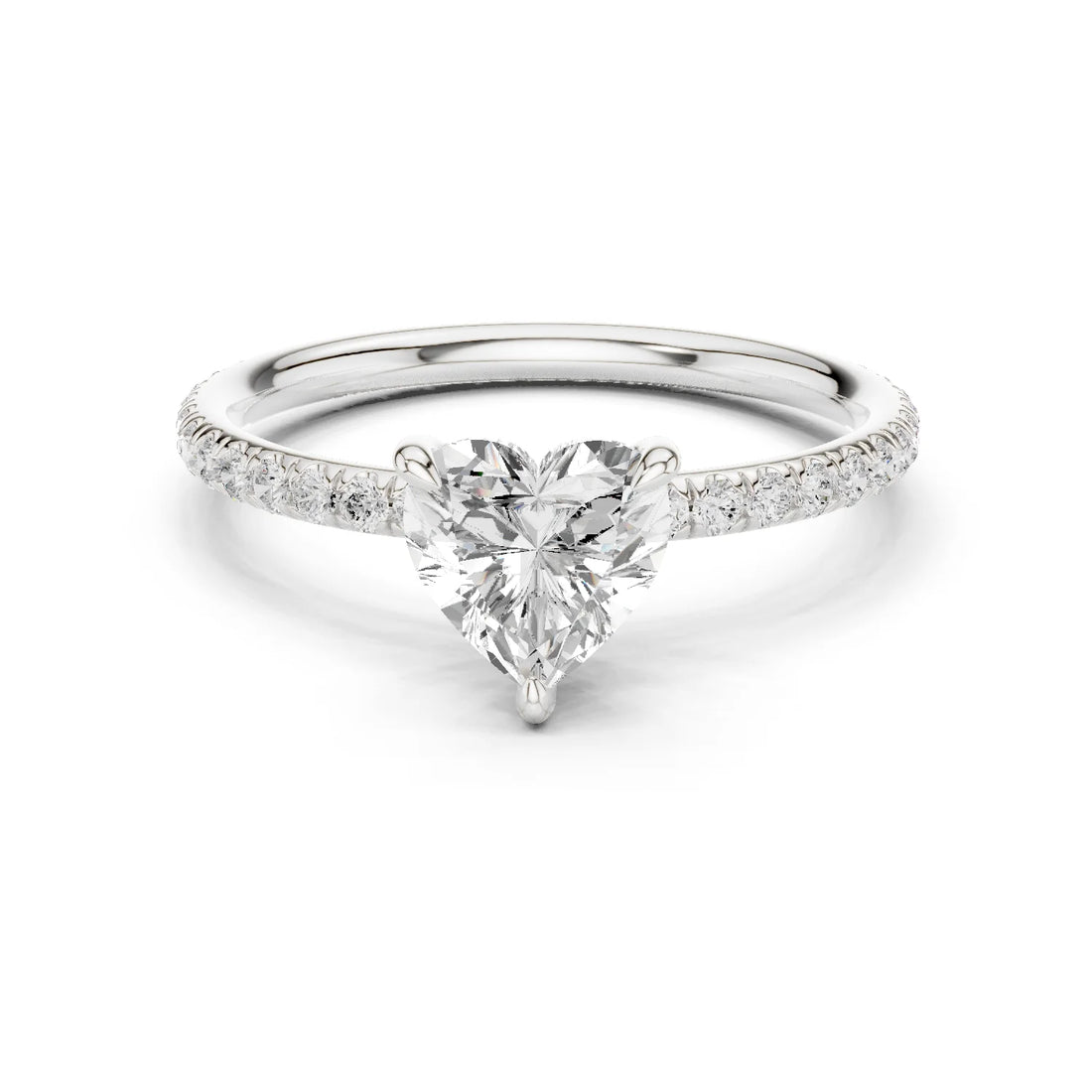 Heart Cut Diamond Pave Engagement Ring