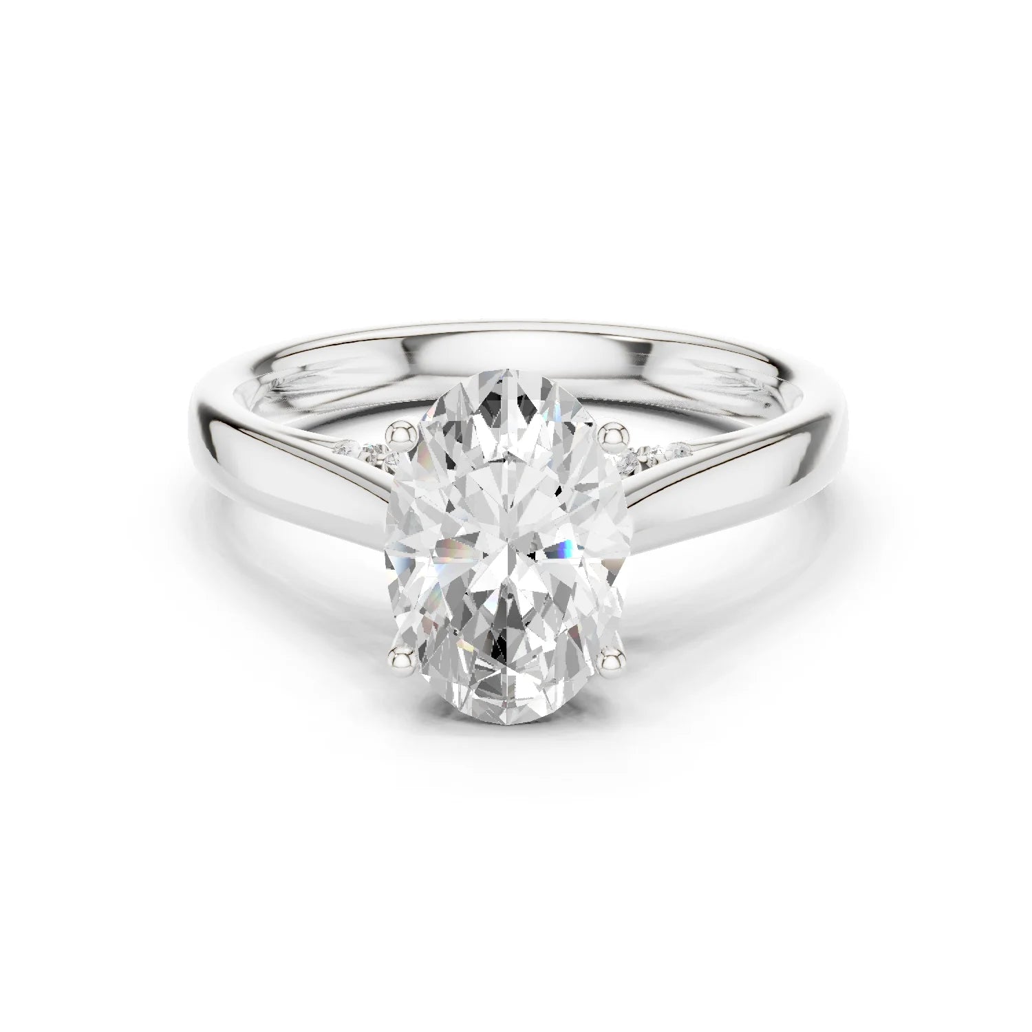 Oval Cut Diamond Cathedral Pave Engagement Ring