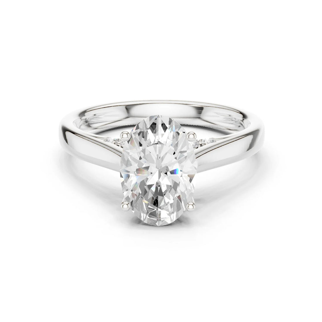 Oval Cut Diamond Cathedral Pave Engagement Ring