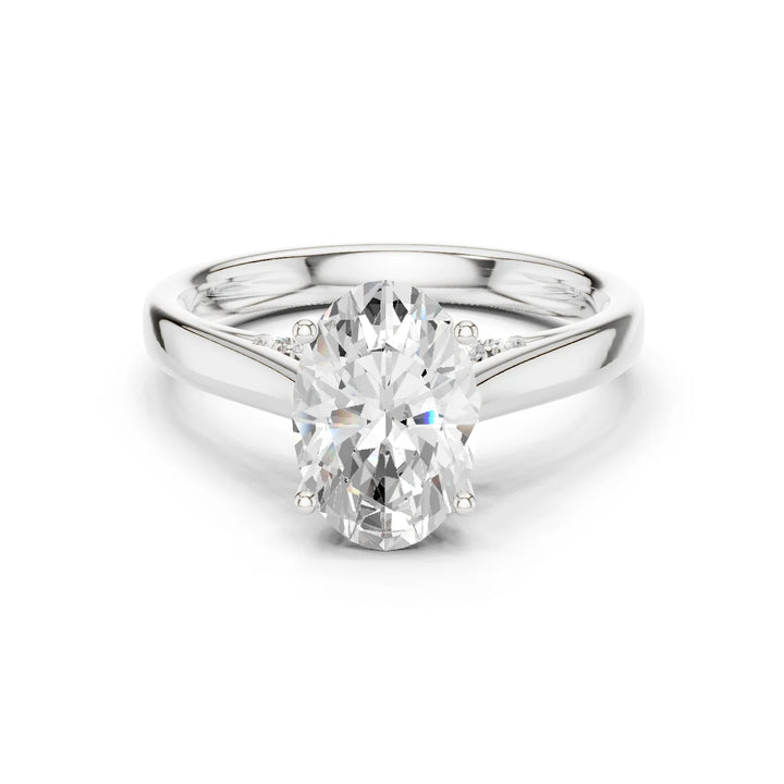 Oval Cut Diamond Cathedral Pave Engagement Ring