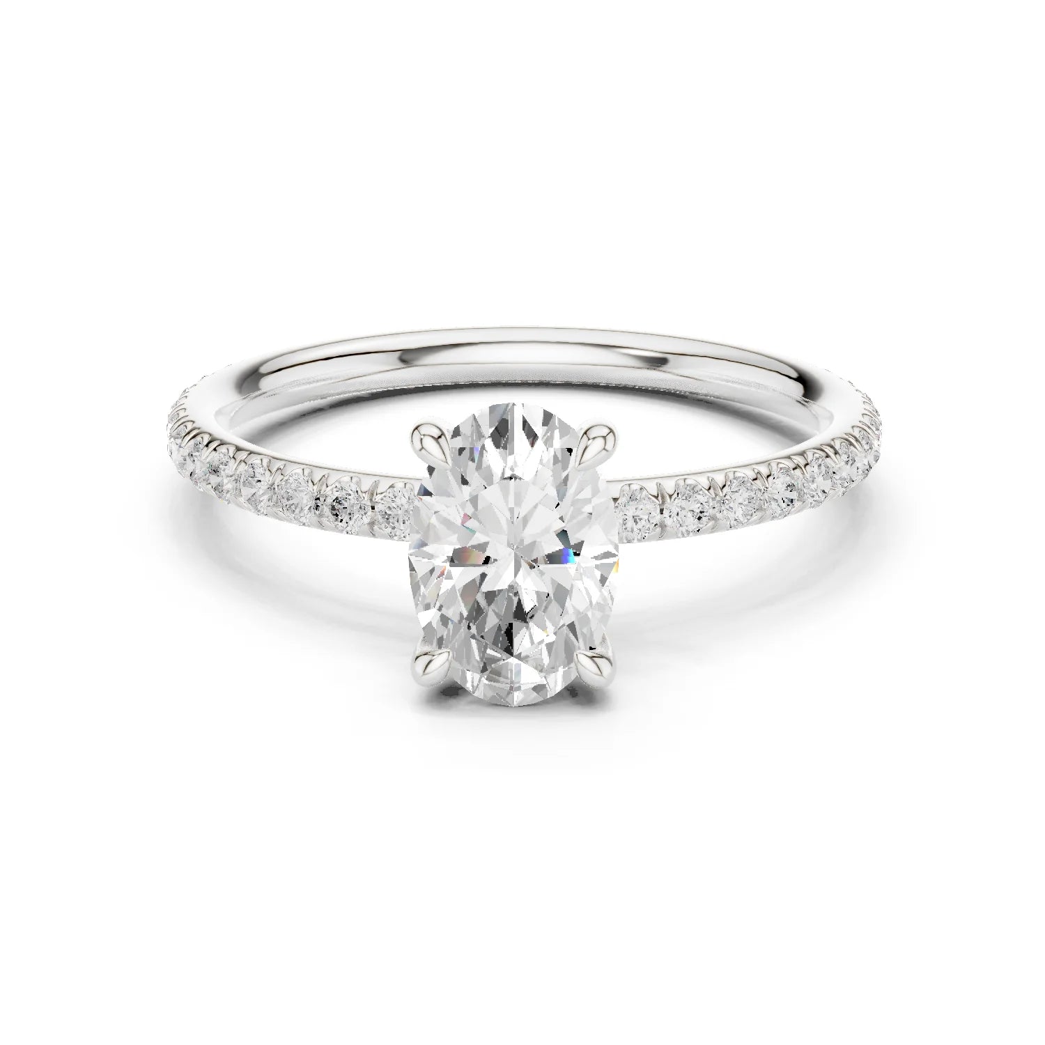 Oval Cut Diamond Pave Engagement Ring