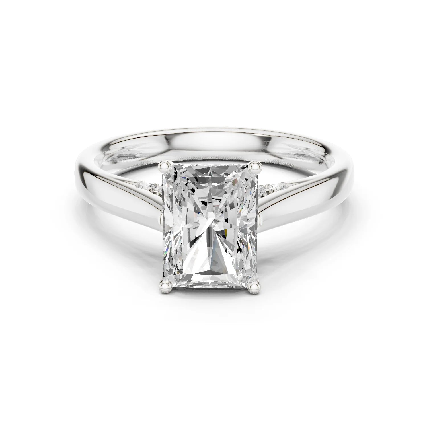 Radiant Cut Diamond Cathedral Pave Engagement Ring