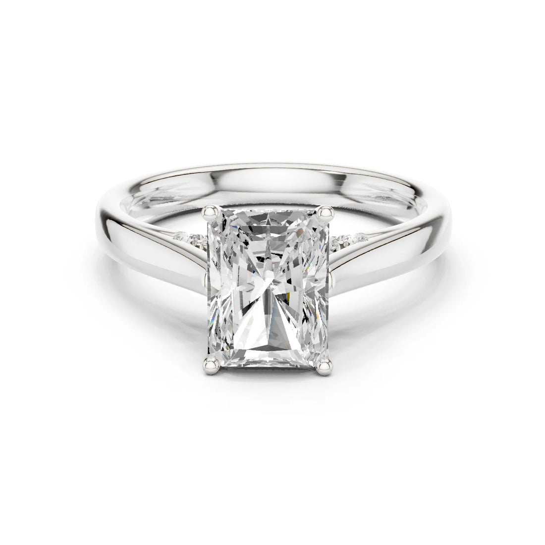 Radiant Cut Diamond Cathedral Pave Engagement Ring