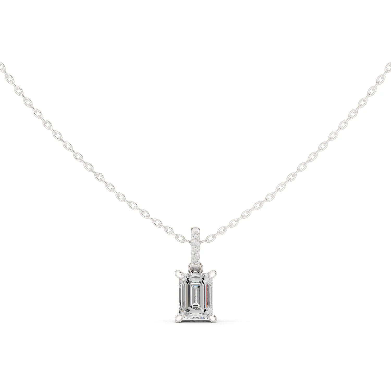 Verona Emerald Solitaire Diamond Pendant