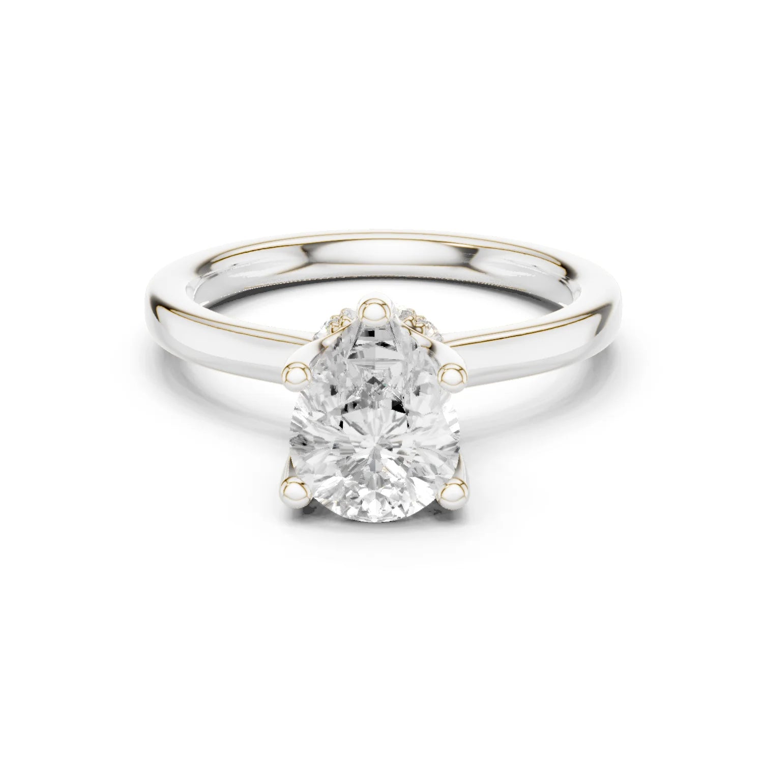 Pear Shape Diamond Hidden Halo Engagement Ring