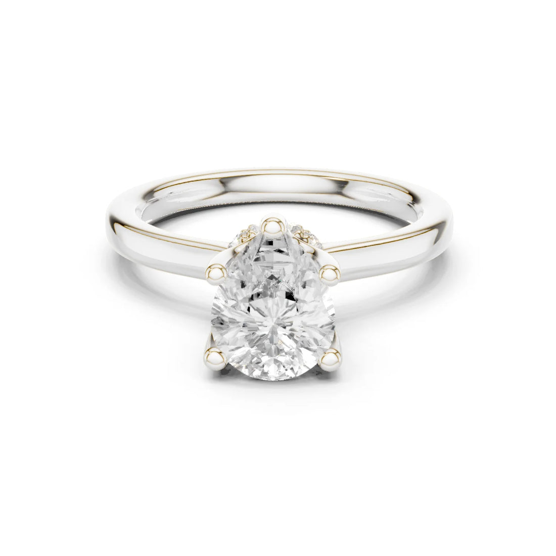 Pear Shape Diamond Hidden Halo Engagement Ring