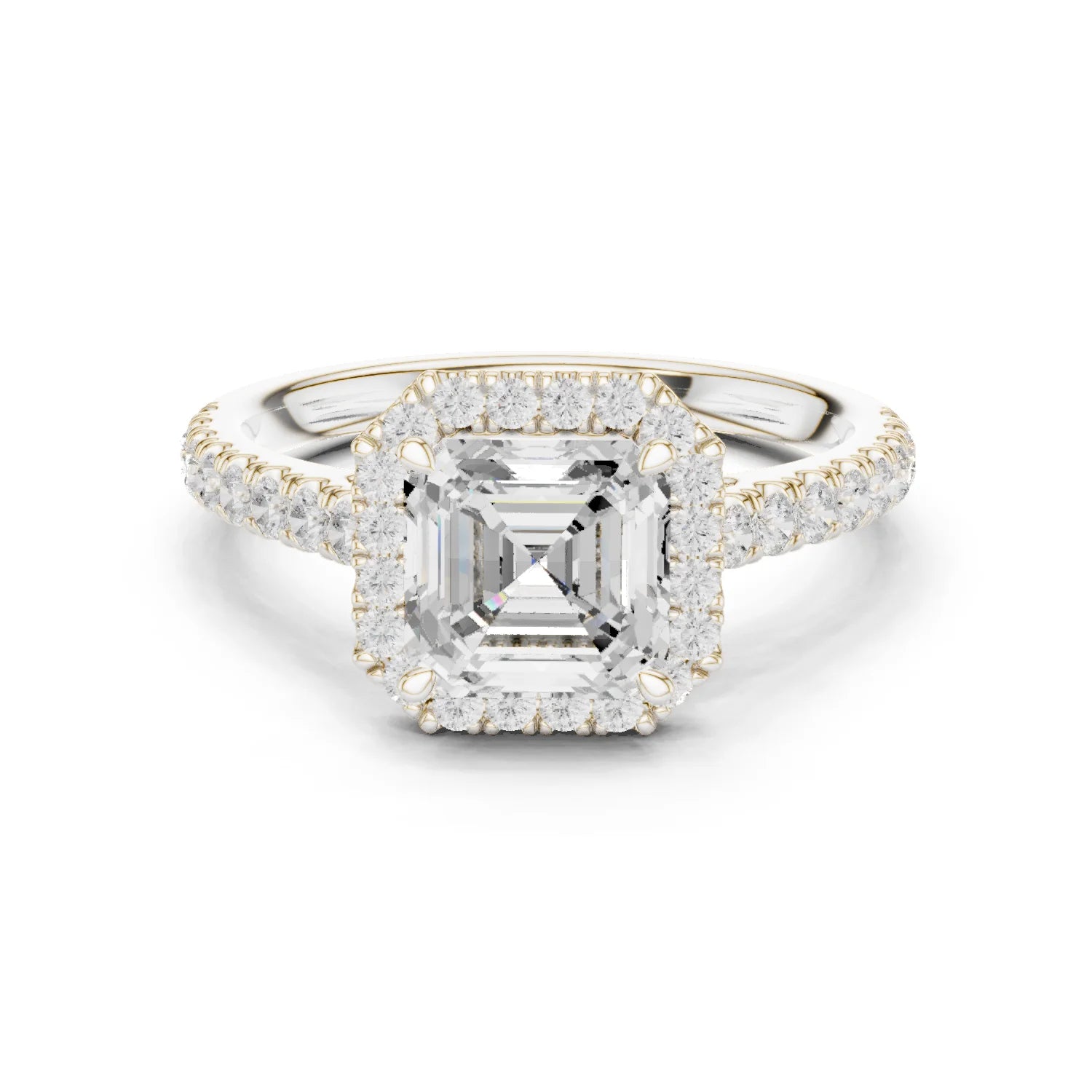 Asscher Shape Diamond Halo Engagement Ring