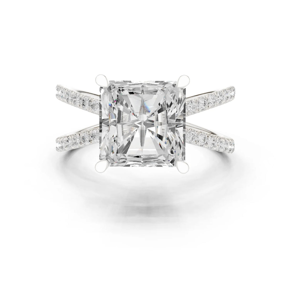 Radiant Cut Diamond Split Shank Engagement Ring