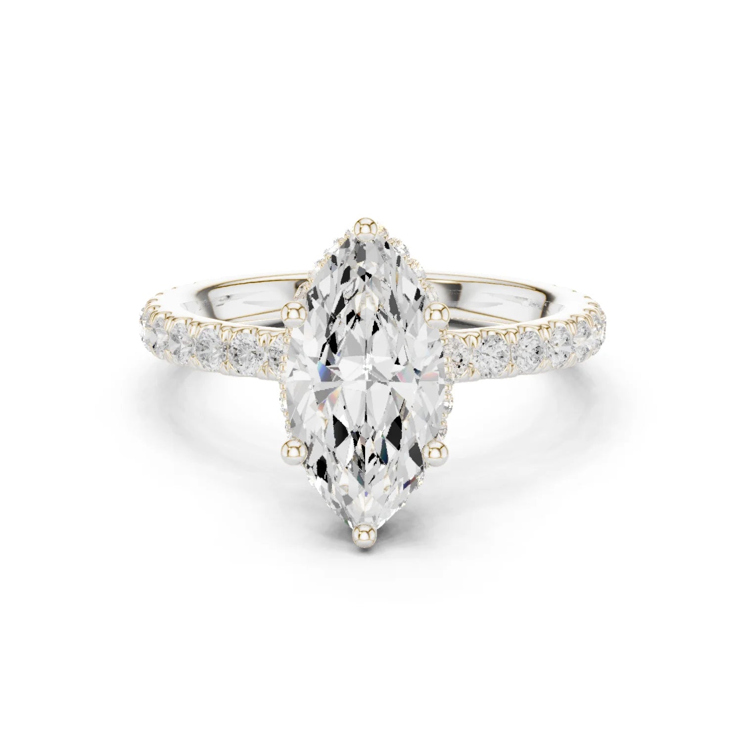 Marquise Cut Diamond Double Halo Pave Engagement Ring
