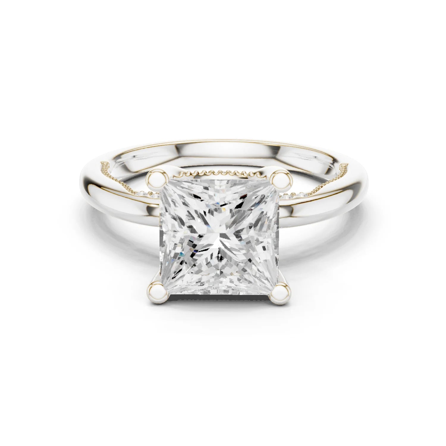 Hidden Halo Princess Cut Diamond Engagement Ring