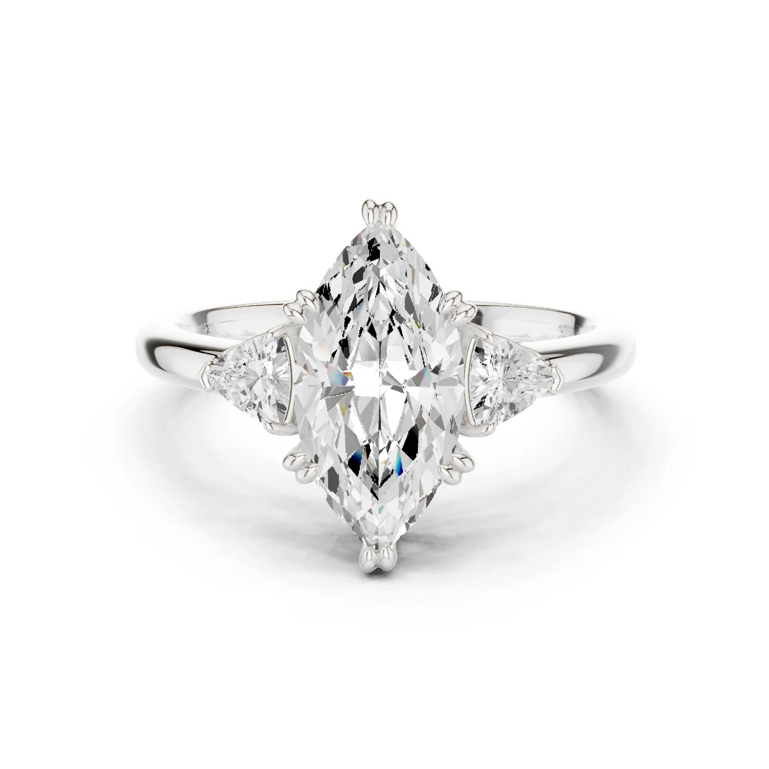 Trillion Side Diamond Marquise Shape Engagement Ring
