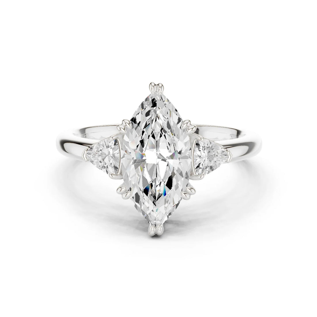 Trillion Side Diamond Marquise Shape Engagement Ring