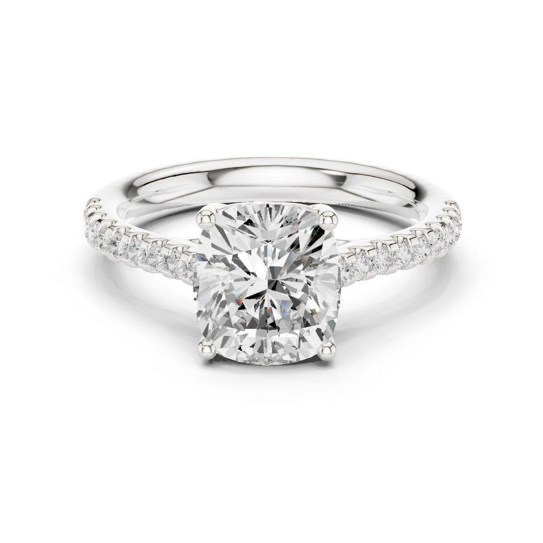 Cushion-Cut Diamond Engagement Ring with Split Shank