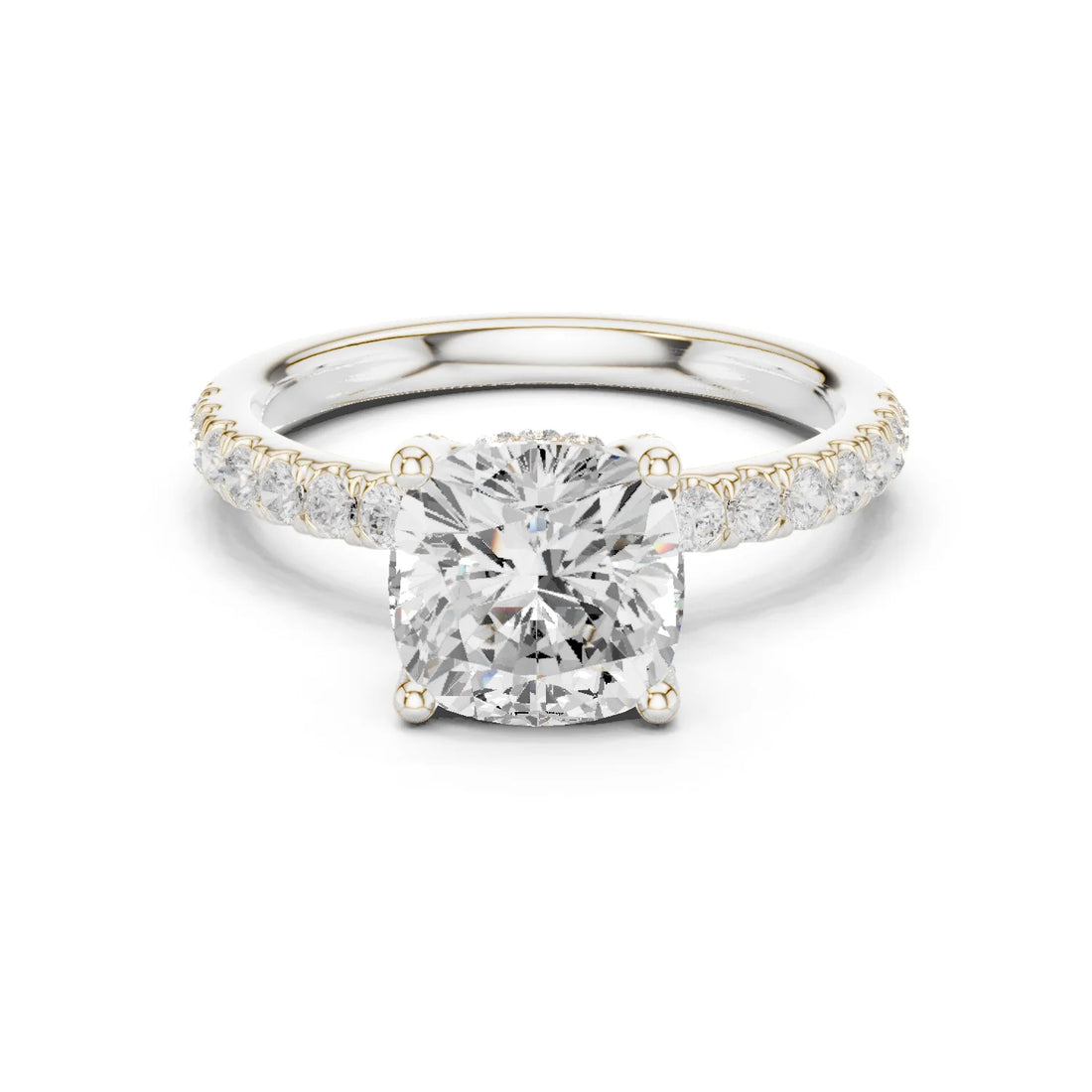 Cushion Diamond Engagement Ring With Pave Band