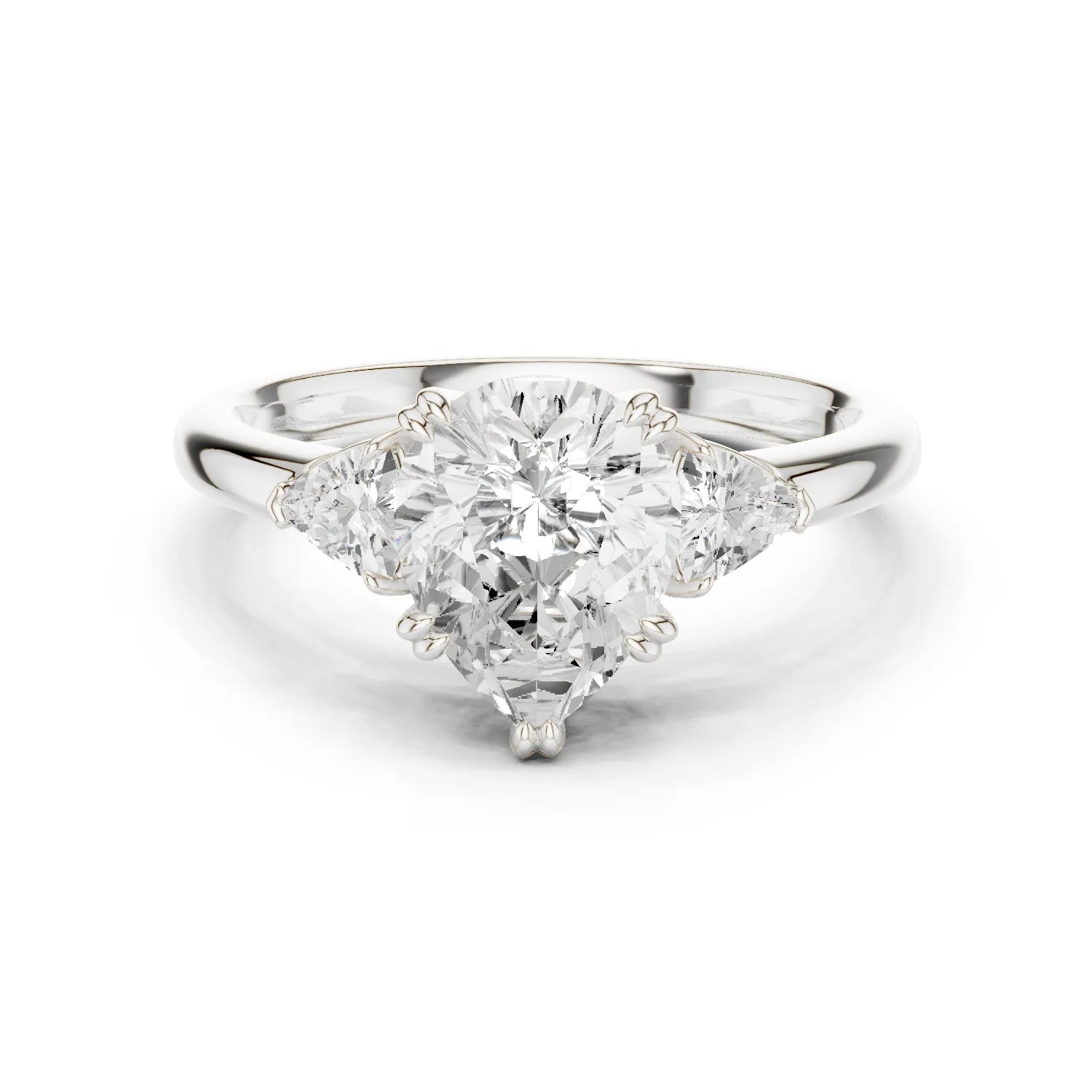 Trillion Side Diamond Pear Shape Engagement Ring