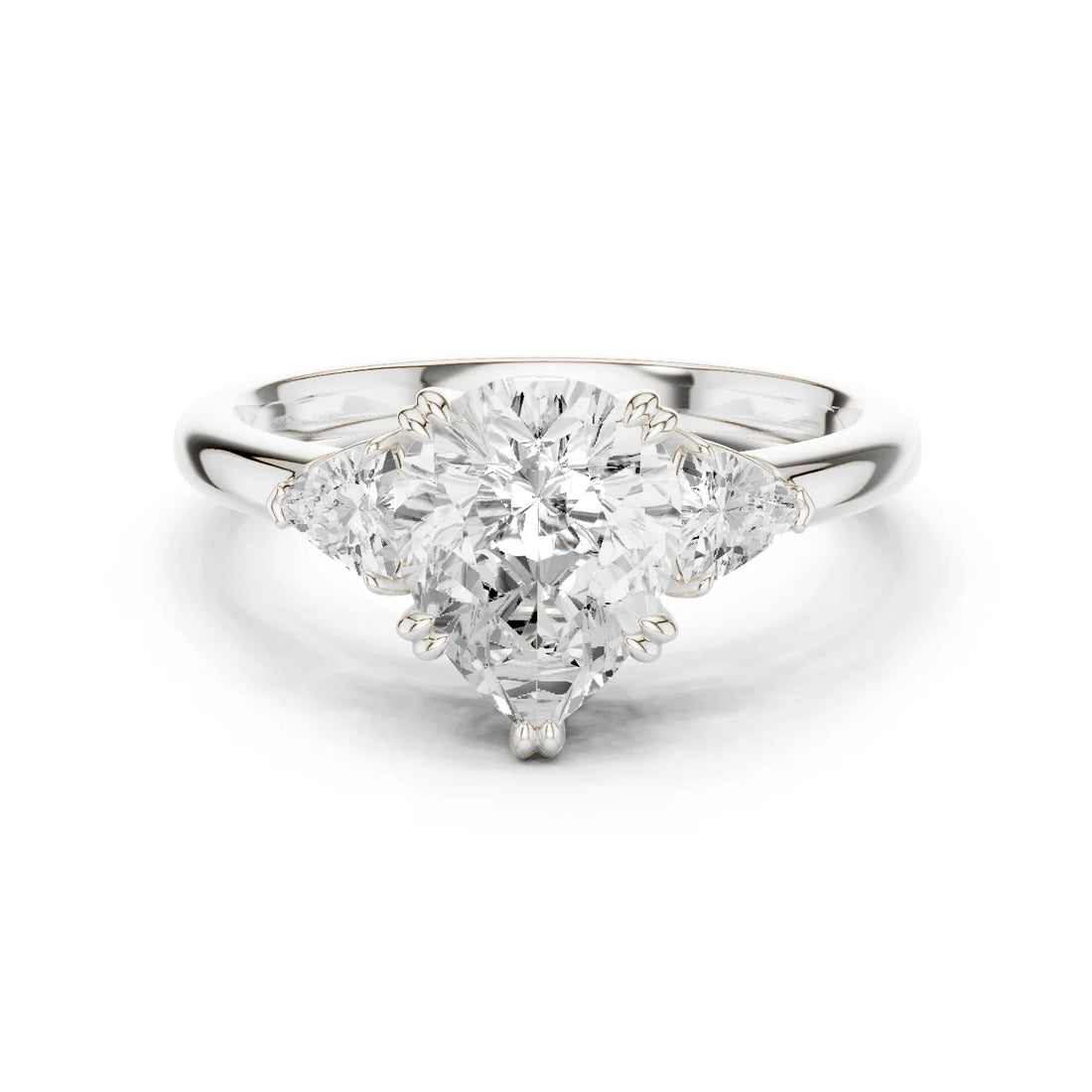 Trillion Side Diamond Pear Shape Engagement Ring