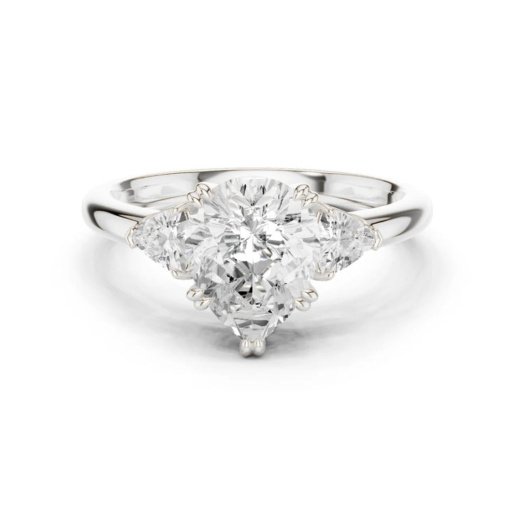 Trillion Side Diamond Pear Shape Engagement Ring