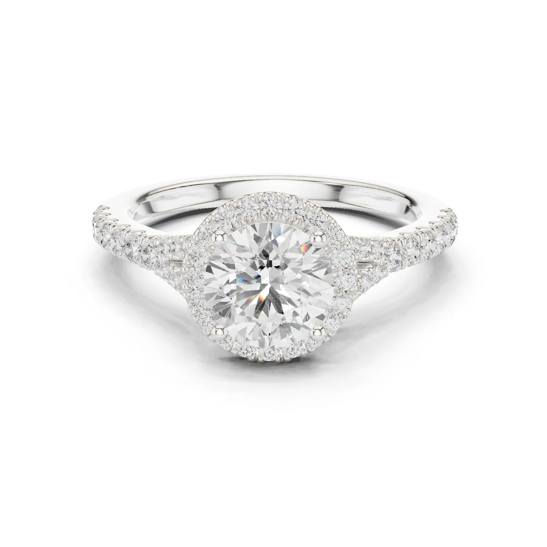 Round Cut Diamond Halo Engagement Ring