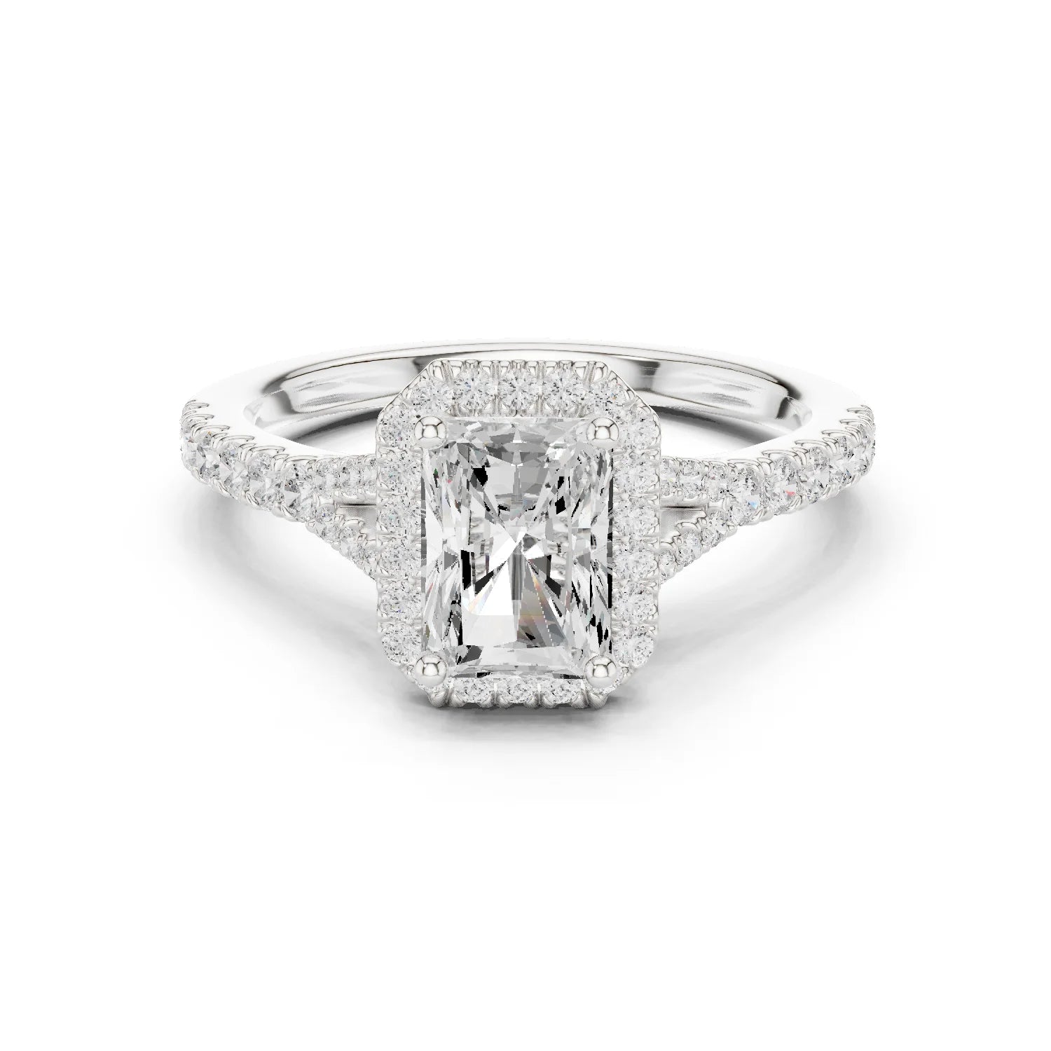 Radiant Cut Diamond Halo Engagement Ring