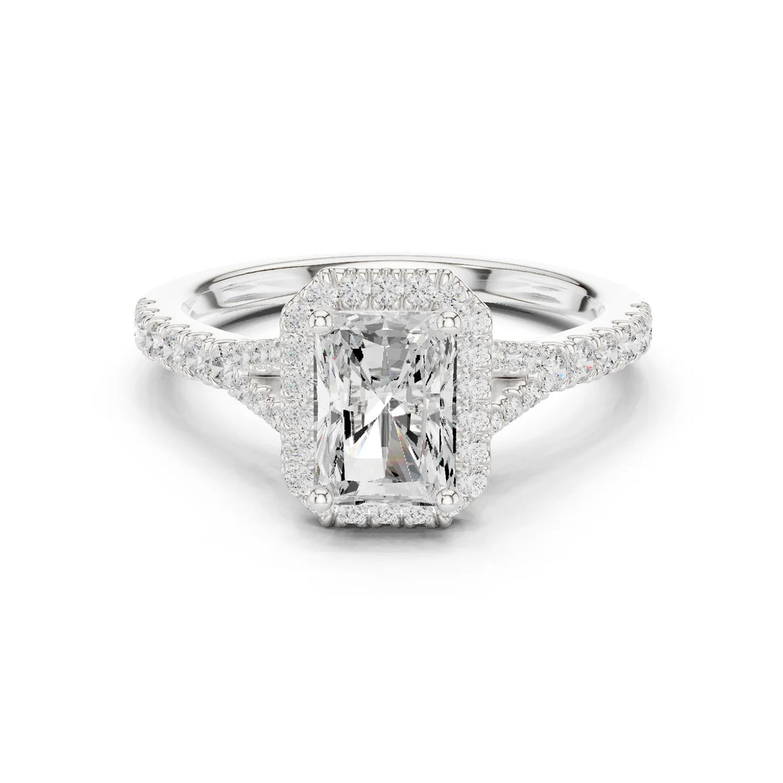 Radiant Cut Diamond Halo Engagement Ring