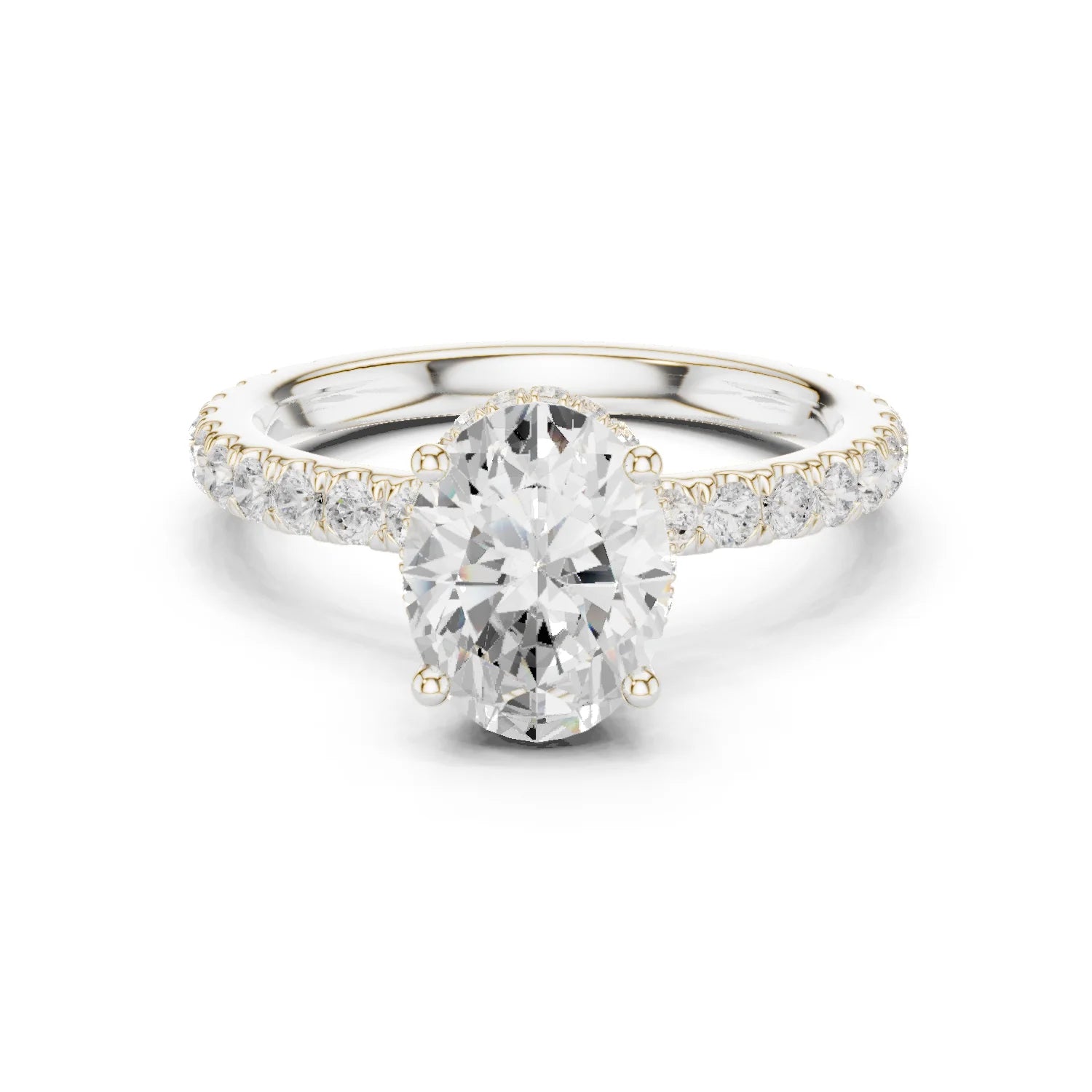 Oval Cut Diamond Double Halo Pave Engagement Ring