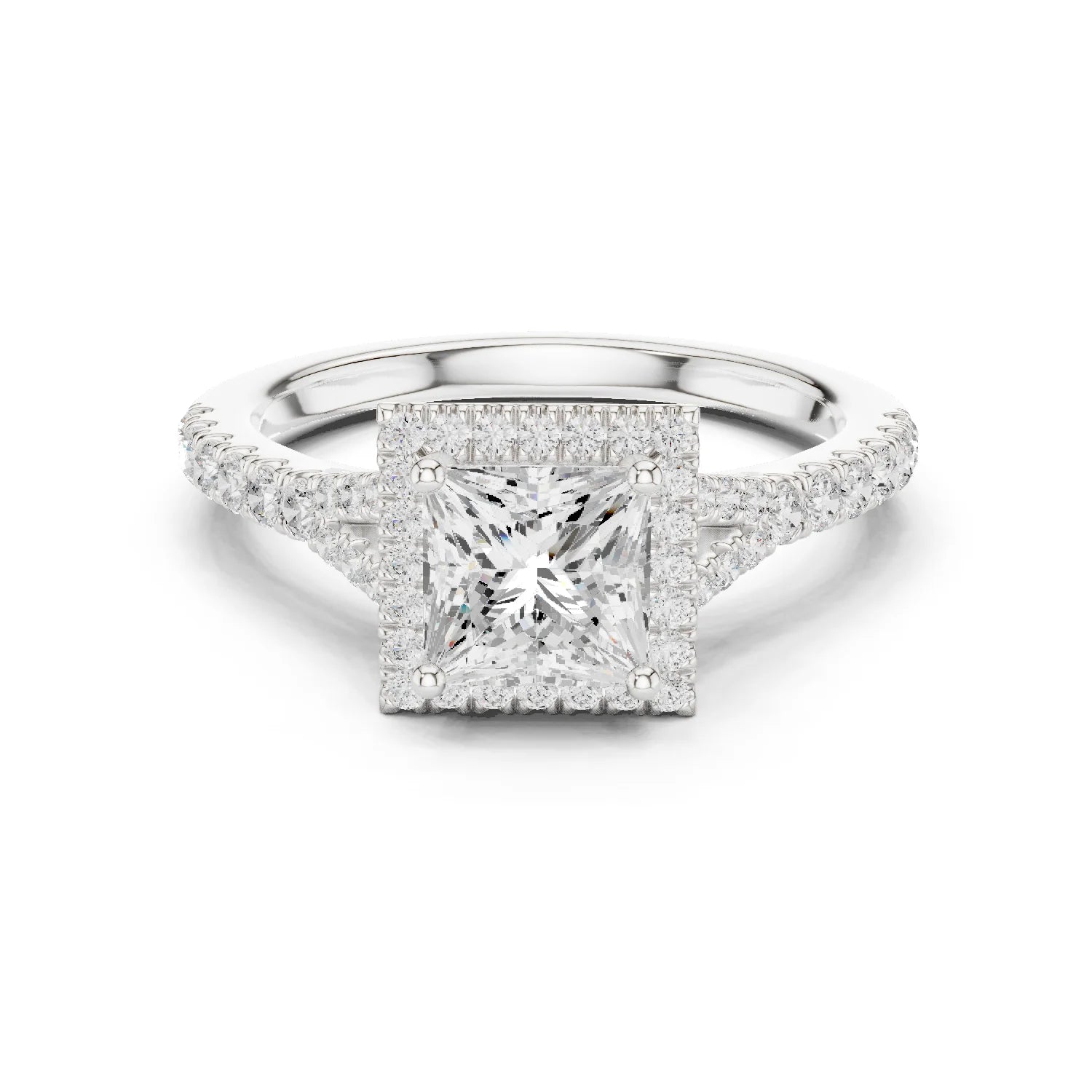 Princess Cut Diamond Halo Engagement Ring