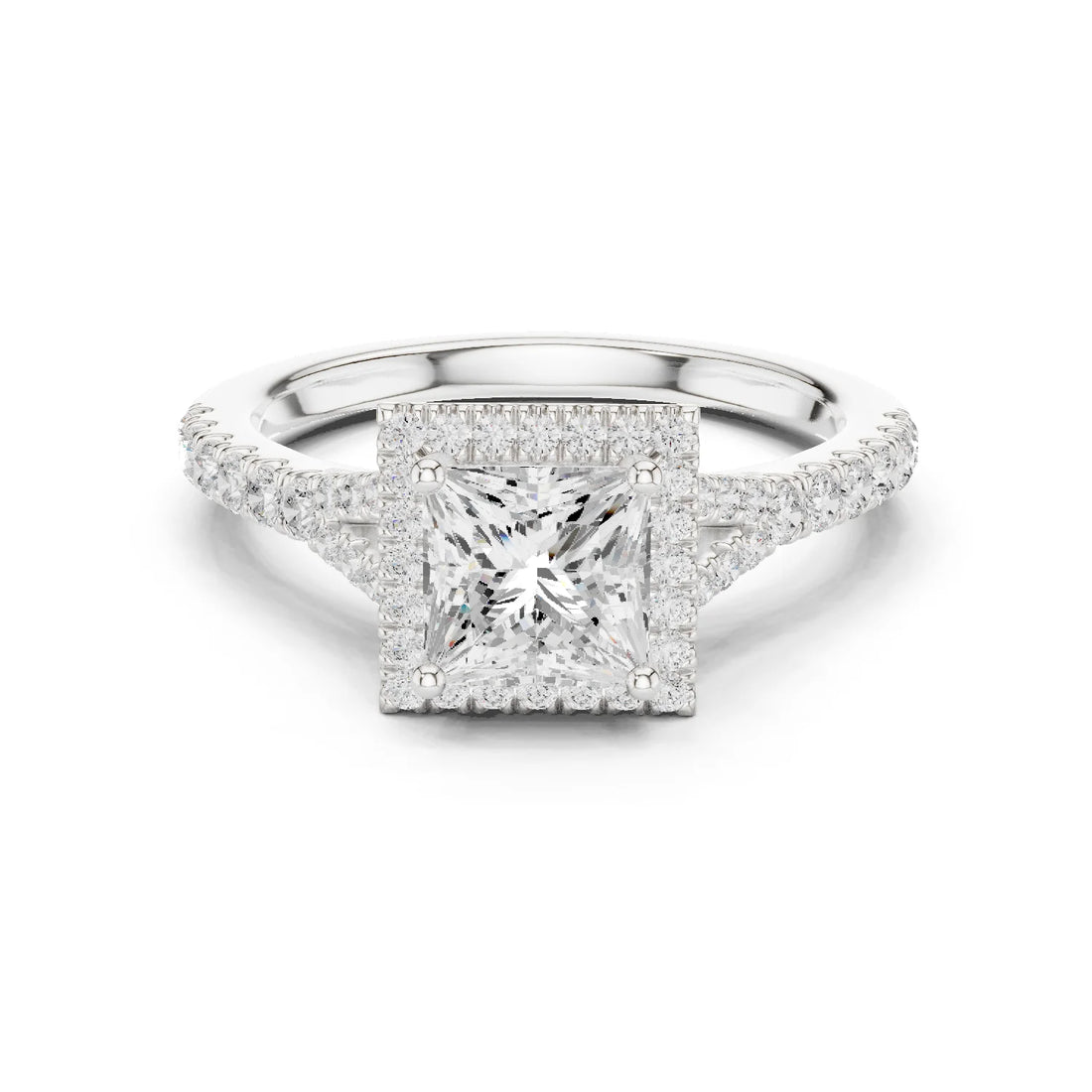 Princess Cut Diamond Halo Engagement Ring