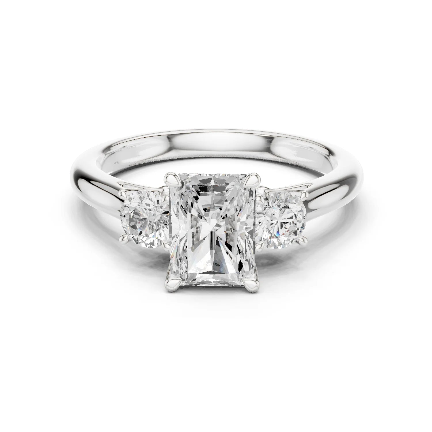 Radiant Diamond Three-Stone Engagement Ring
