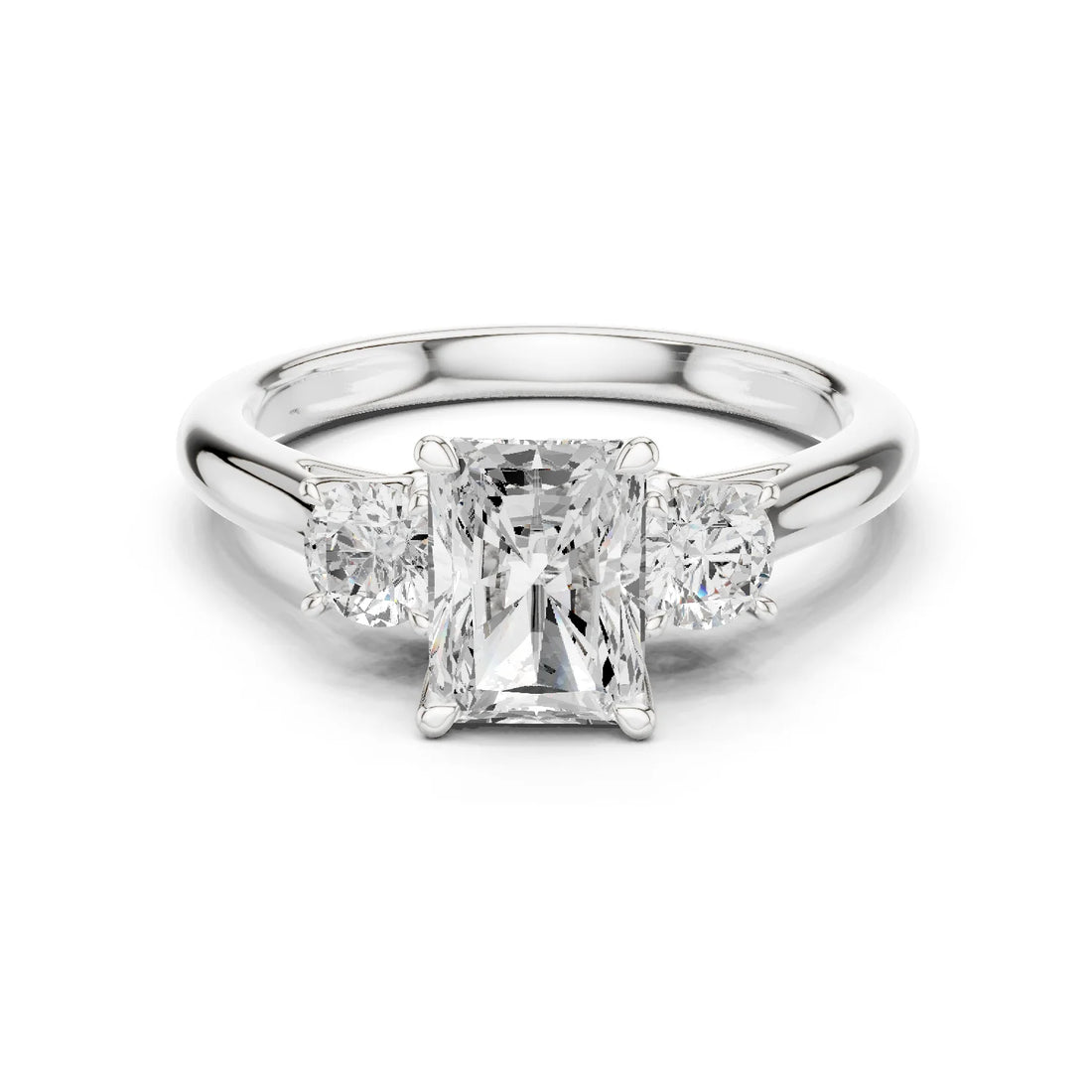 Radiant Diamond Three-Stone Engagement Ring