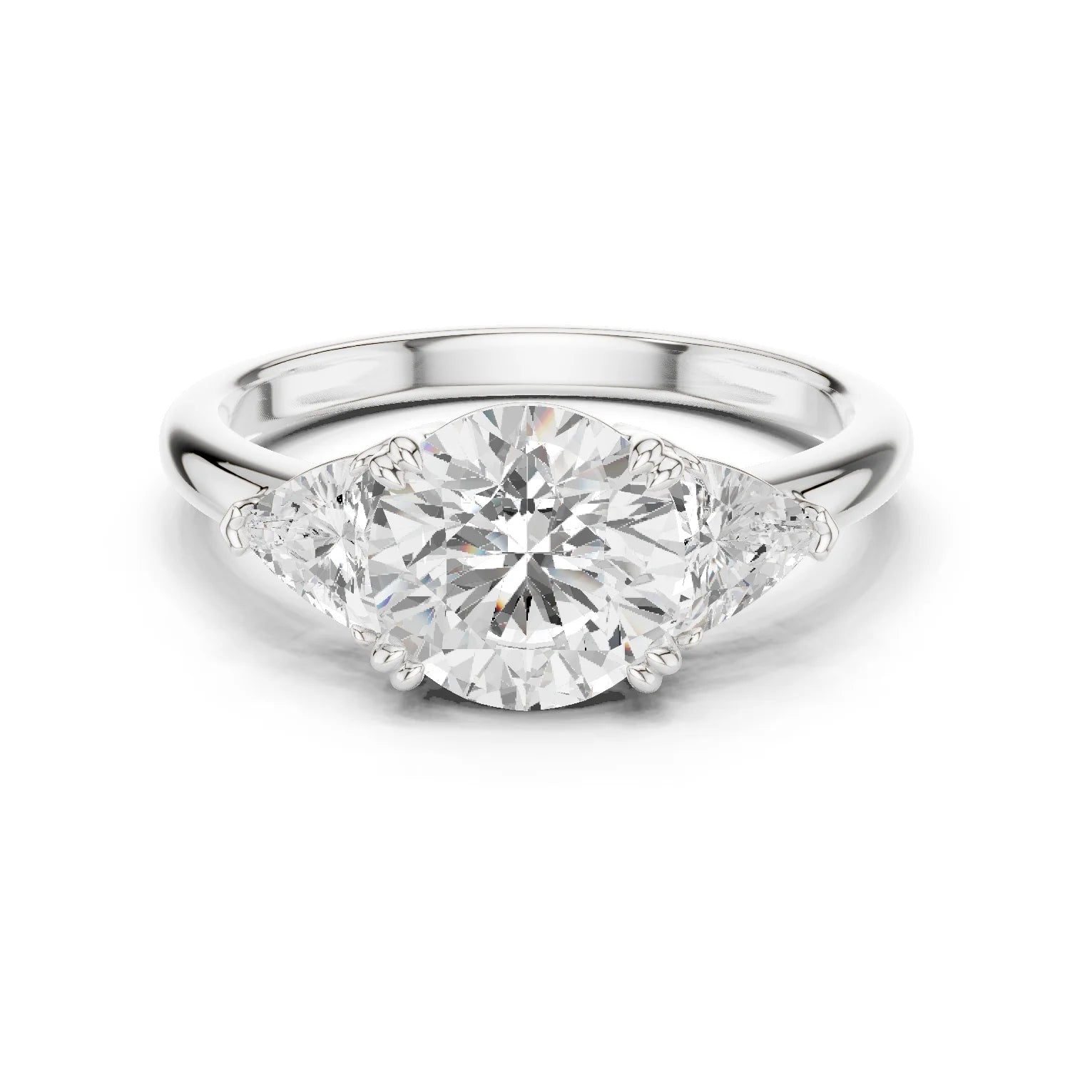 Round Cut Diamond Three Stone Engagement Ring