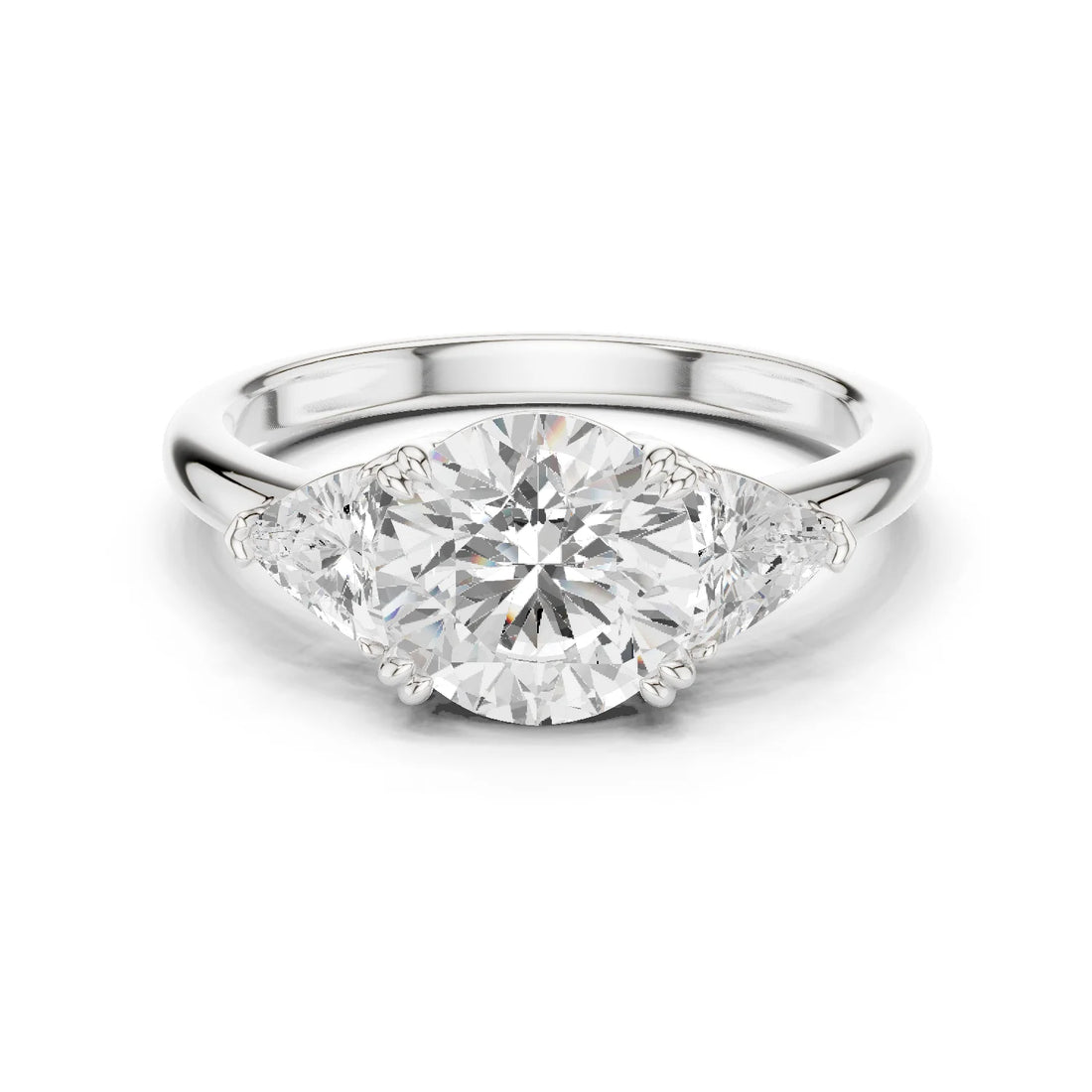 Round Cut Diamond Three Stone Engagement Ring