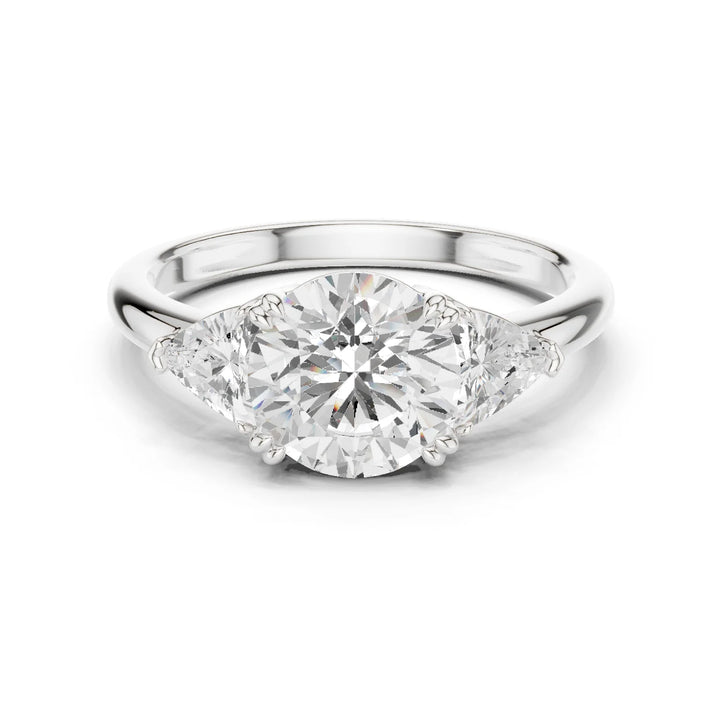 Round Cut Diamond Three Stone Engagement Ring