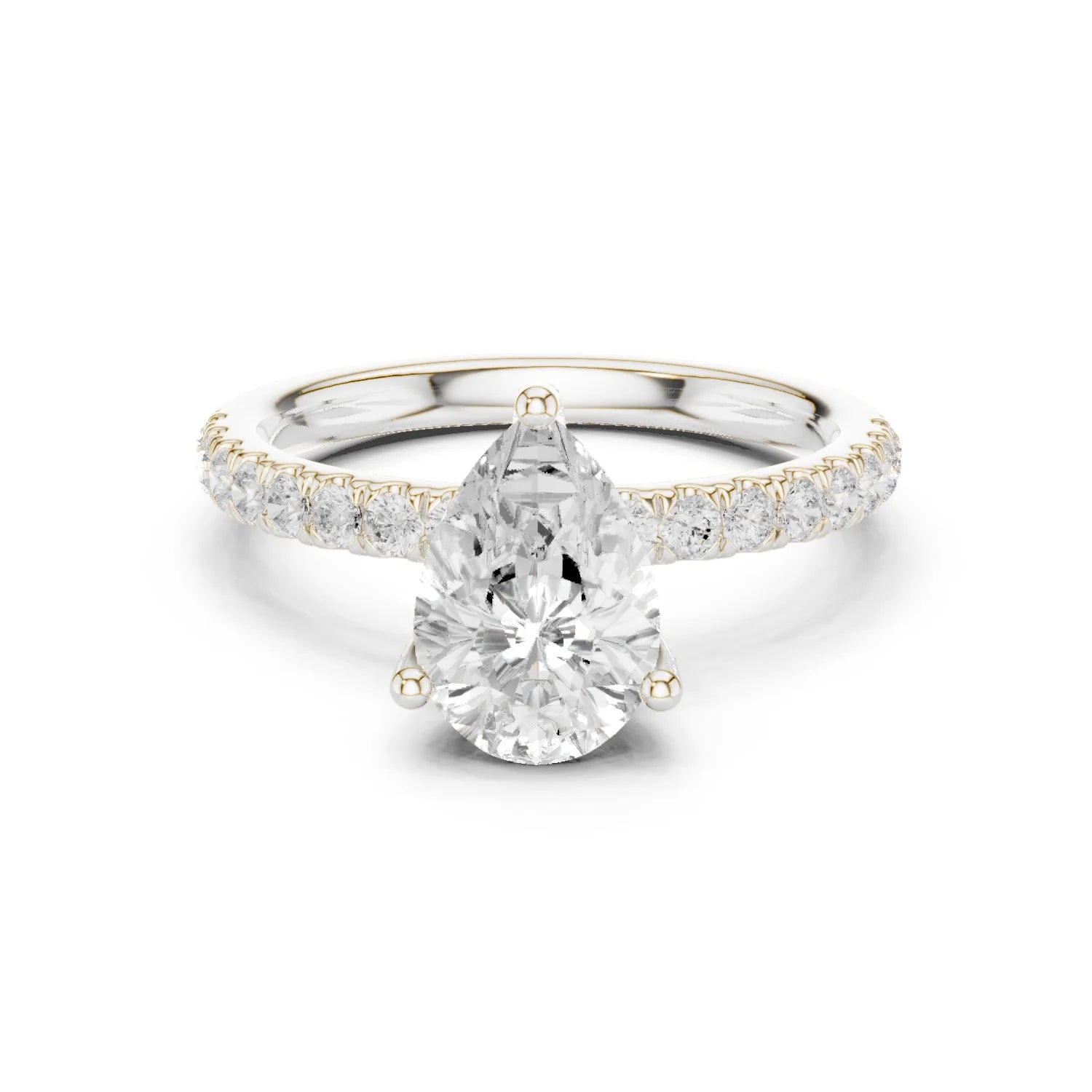 Pear Diamond Engagement Ring With Pave Band