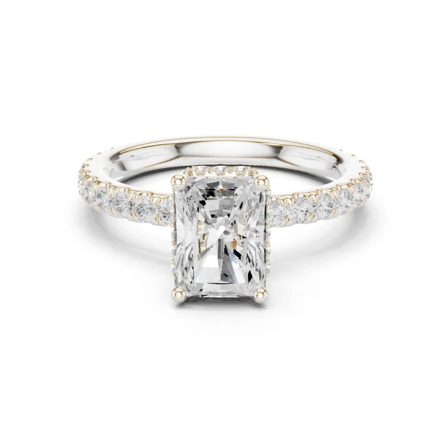 Radiant Cut Diamond Double Halo Pave Engagement Ring