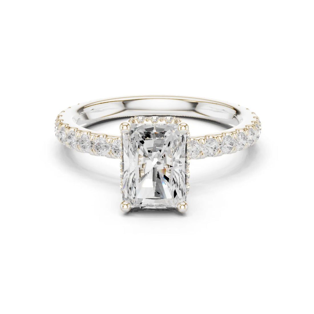 Radiant Cut Diamond Double Halo Pave Engagement Ring