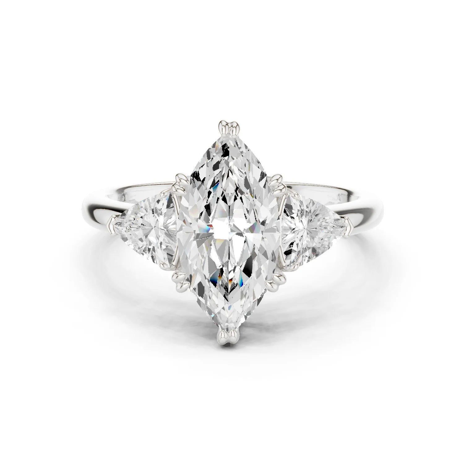 Marquise Cut Diamond Three Stone Engagement Ring