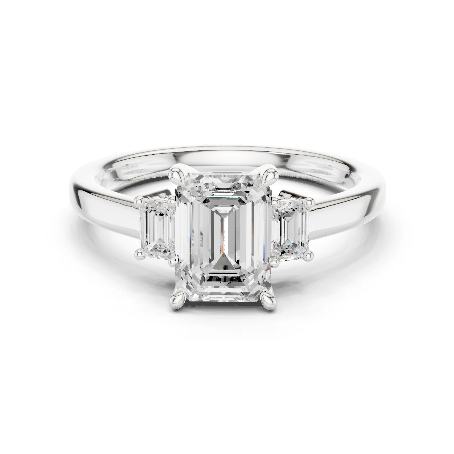Emerald Cut Diamond Three-Stone Engagement Ring