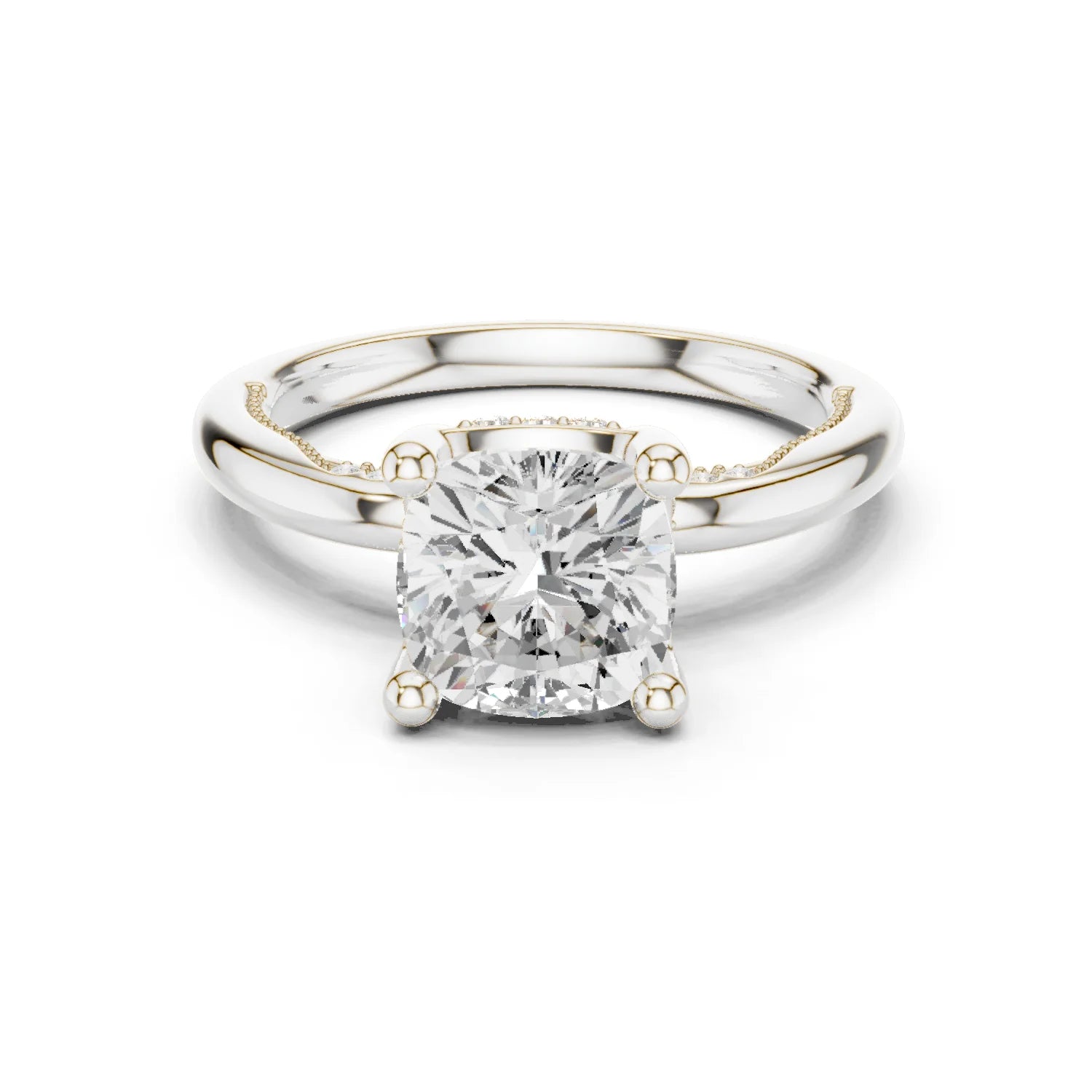 Hidden Halo Cushion Cut Diamond Engagement Ring